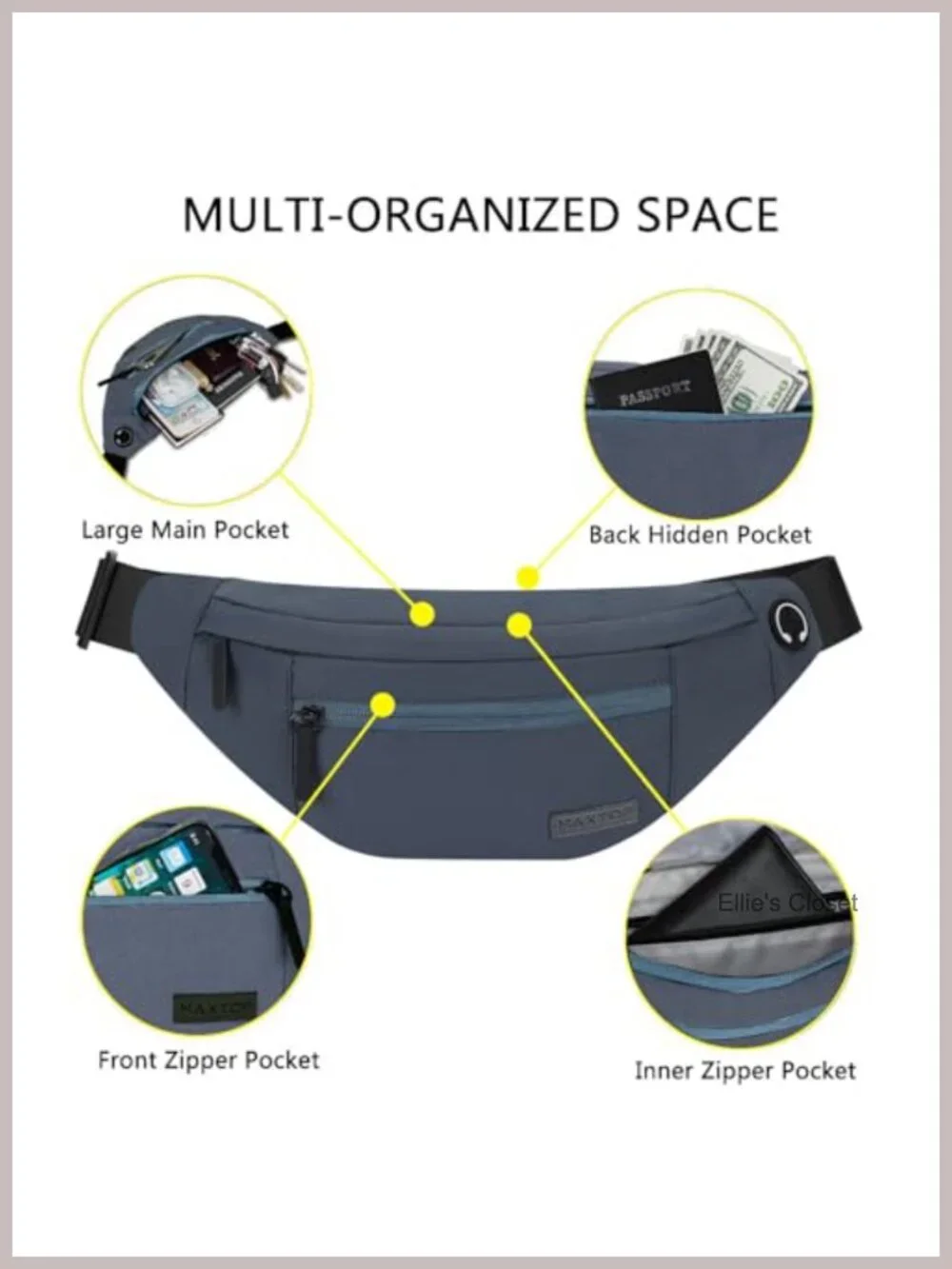 Large Fanny Pack for Men Women Sling Bag 4-Zipper Pockets